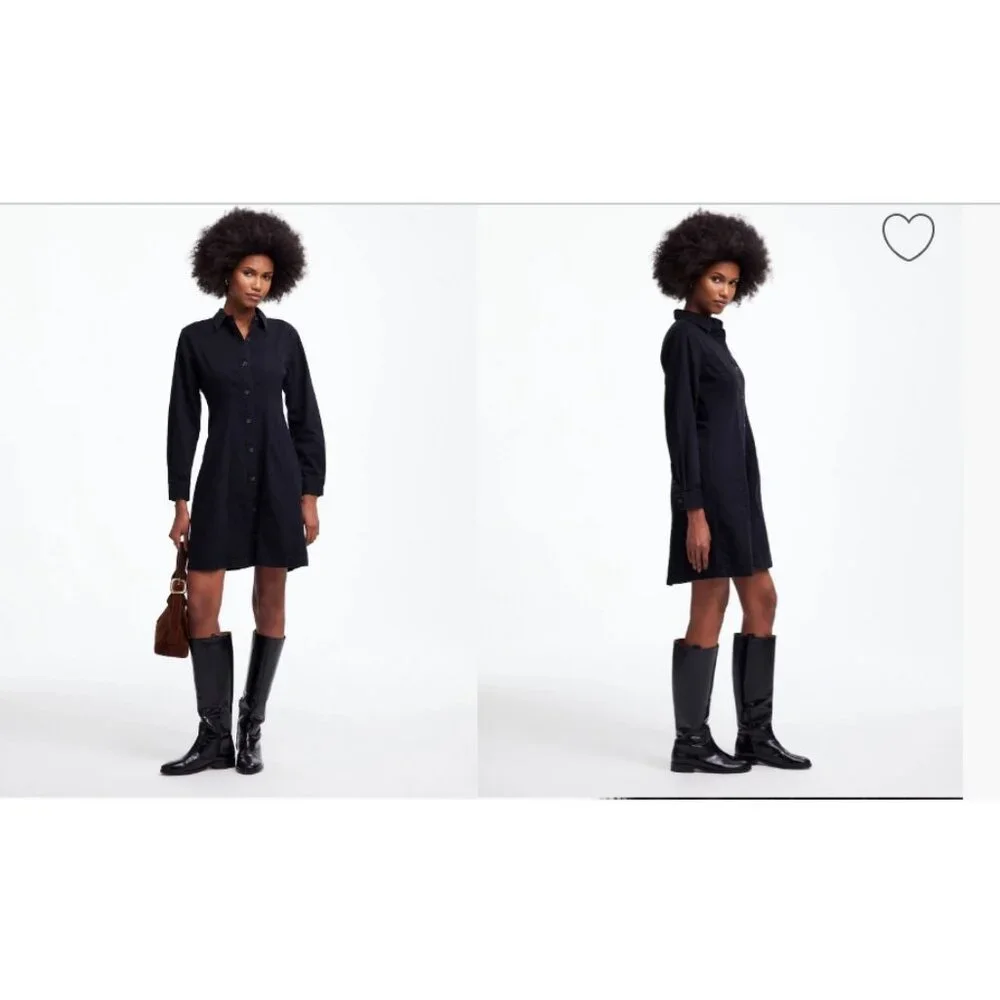 Madewell $128 Denim Seamed Mini Dress in Washed Black Size 00 NT920 - Picture 1 of 7